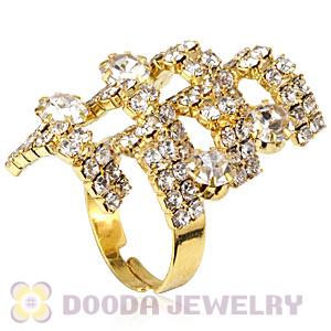 Wholesale Unisex Gold Plated White Crystal Finger Ring  