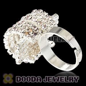 Wholesale Unisex Silver Plated White Semi Circle Crystal Finger Ring  