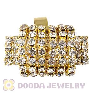 Wholesale Unisex Gold Plated White Semi Circle Crystal Finger Ring  