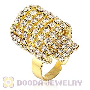 Wholesale Unisex Gold Plated White Crystal Semi Circle Finger Ring