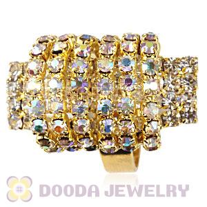 Wholesale Unisex Gold Plated Semi Circle Crystal Finger Ring  
