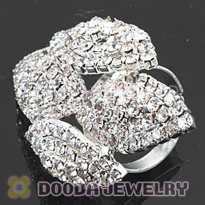 Wholesale Silver Plated White Crystal Flower Ring For Women 