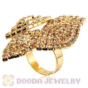 Wholesale Gold Plated Crystal Flower Ring For Women 
