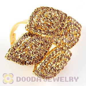 Wholesale Gold Plated Crystal Flower Ring For Women 