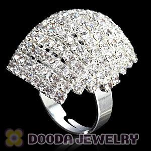 Wholesale Silver Plated Unisex White Crystal Nail Ring
