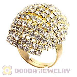 Wholesale Gold Plated Unisex White Crystal Nail Ring 
