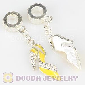 Silver Plated Enamel European High Heel Dangle Charms With Stone Wholesale