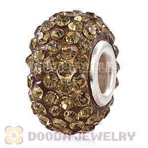 Wholesale European Yellow Pave Crystal Bead With Alloy Core
