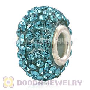 Wholesale European Cyan Pave Crystal Bead With Alloy Core
