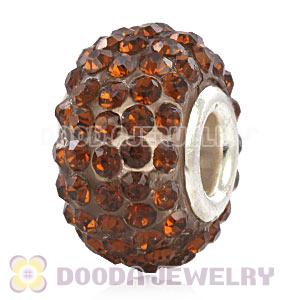 Wholesale European Tawny Pave Crystal Bead With Alloy Core