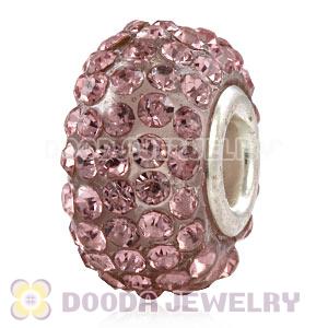 Wholesale European Pink Pave Crystal Bead With Alloy Core