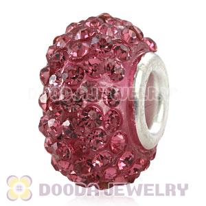 Wholesale European Pink Pave Crystal Bead With Alloy Core