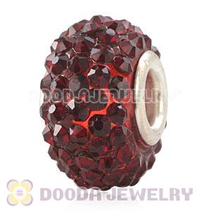 Wholesale European Garnet Pave Crystal Bead With Alloy Core