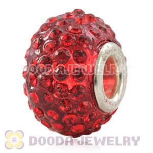 Wholesale European Red Pave Crystal Bead With Alloy Core