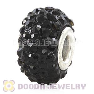 Wholesale European Black Pave Crystal Bead With Alloy Core