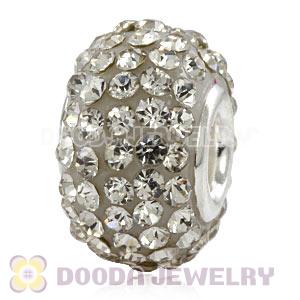 Wholesale European White Pave Crystal Bead With Alloy Core
