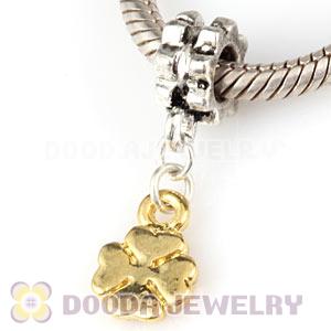 Gold Plated European Four Leaf Clover Dangle Charm Bead Wholesale
