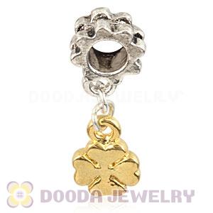 Gold Plated European Four Leaf Clover Dangle Charm Bead Wholesale