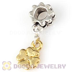 Gold Plated European Four Leaf Clover Dangle Charm Bead Wholesale