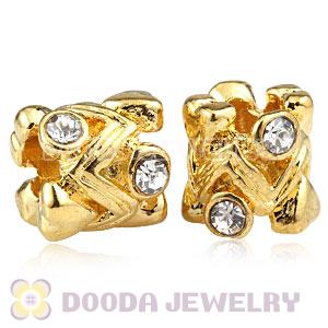 Wholesale Gold Plated European Charm Bead With Stone