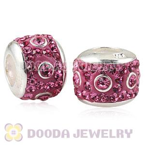 925 Sterling Silver Pink Austrian Crystal Charm Beads Wholesale 