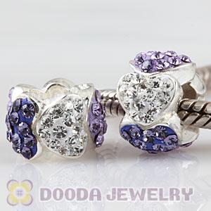  925 Sterling Silver Heart Charm Beads With Austrian Crystal Wholesale 