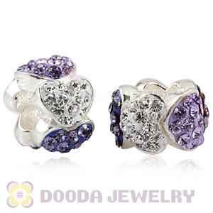  925 Sterling Silver Heart Charm Beads With Austrian Crystal Wholesale 