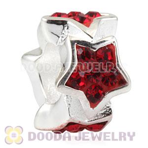 925 Sterling Silver Red Austrian Crystal Star Charm Beads Wholesale 