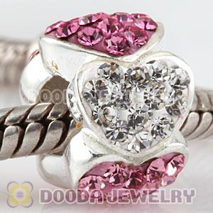  925 Sterling Silver Heart Charm Beads With Austrian Crystal Wholesale 