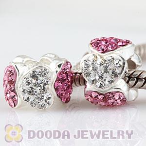  925 Sterling Silver Heart Charm Beads With Austrian Crystal Wholesale 