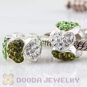 925 Sterling Silver Heart Charm Beads With Austrian Crystal Wholesale 