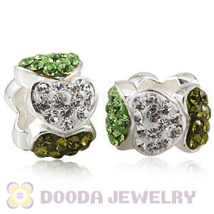  925 Sterling Silver Heart Charm Beads With Austrian Crystal Wholesale 