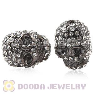18×13mm Alloy Black Basketball Wives Crystal Skull Head Beads Wholesale 