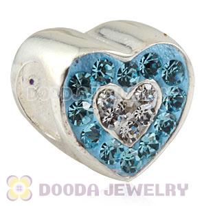  925 Sterling Silver Heart Charm Beads With Austrian Crystal Wholesale 