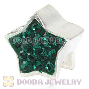 925 Sterling Silver Star Charm Beads With Blue Austrian Crystal Wholesale