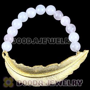 Pink Agate Feather Beaded Bracelets Wholesale 