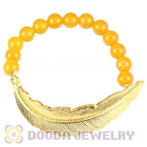 Yellow Agate Feather Beaded Bracelets Wholesale 