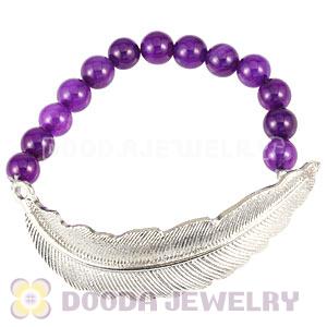 Purple Agate Feather Beaded Bracelets Wholesale 
