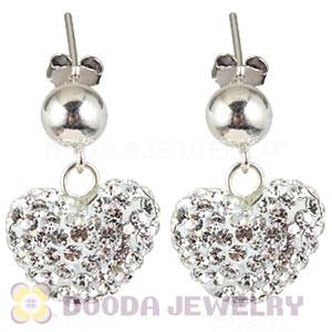 Pave Czech Crystal Sterling Silver Heart Earrings Wholesale