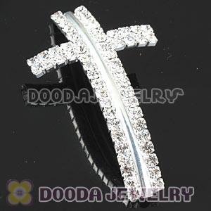 Handmade Silver Plated Cross Charms Beads With Crystal Wholesale