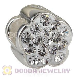  925 Sterling Silver Flower Charm Beads With Austrian Crystal Wholesale 