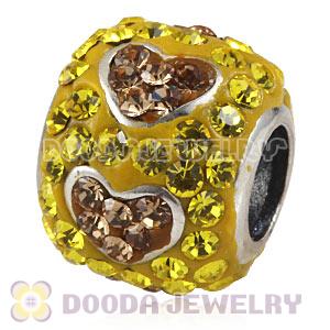  925 Sterling Silver Heart Charm Beads With Austrian Crystal Wholesale 