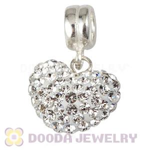 Sterling Silver European Dangle Austrian Crystal Heart Charm Beads