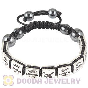 Handmade London 2012 Olympics Badminton Square Alloy Bracelets With Hematite