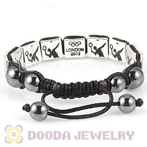 Handmade London 2012 Olympics Badminton Square Alloy Bracelets With Hematite