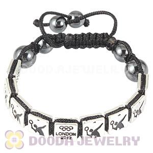 Handmade London 2012 Olympics Badminton Square Alloy Bracelets With Hematite