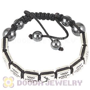 Handmade London 2012 Olympics Basketball Square Alloy Bracelets With Hematite
