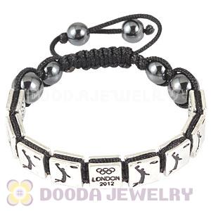 Handmade London 2012 Olympics Basketball Square Alloy Bracelets With Hematite