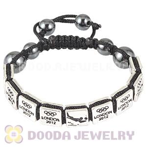 Handmade London 2012 Olympics Beach Volleyball Square Alloy Bracelets With Hematite