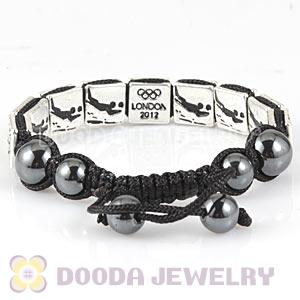 Handmade London 2012 Olympics Beach Volleyball Square Alloy Bracelets With Hematite